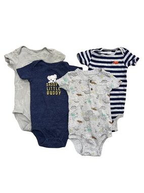 Carter's 4-Pack Short Sleeve Bodysuits - Navy, Gray, Heather